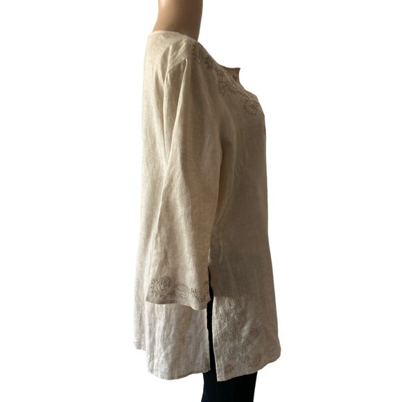 Valerie Separates Neutral Linen Tunic Kaftan Top Size M - Picture 2 of 10